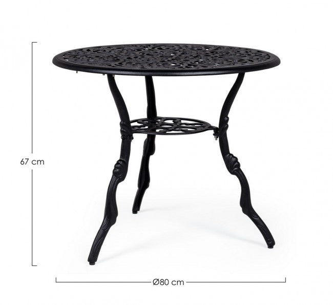 Table d'extérieur VICTORIA en aluminium anthracite diamètre 80 x h67 cm