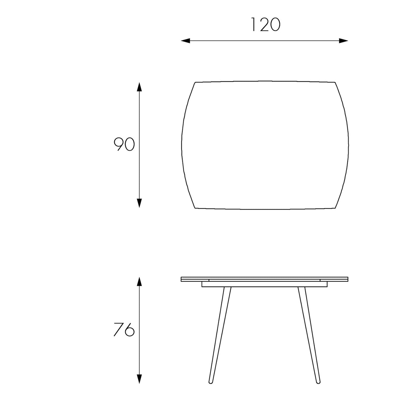 Table extensible avec plateau en verre trempé blanc 120/180x90h cm