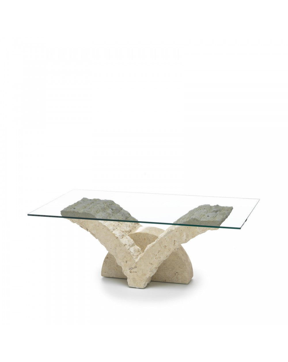 Table basse beige transparent 70 cm x 120 cm H. 40 cm