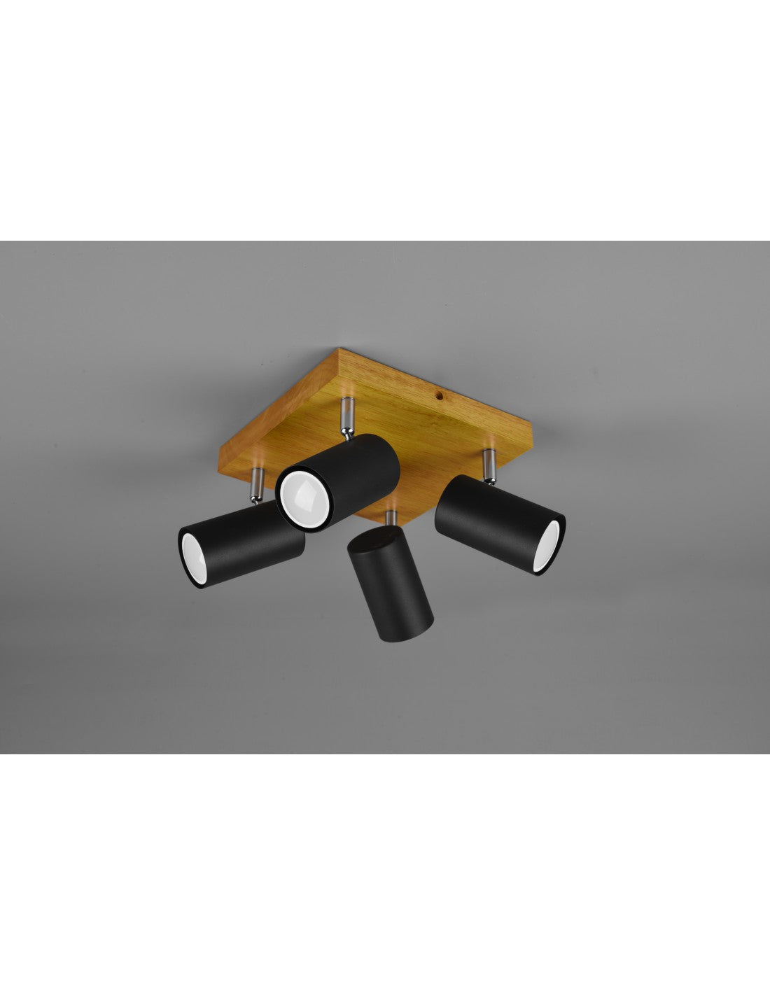 Spot Marley 4 Spots GU10 Noir Et Bois 22x22 cm Trio Lighting