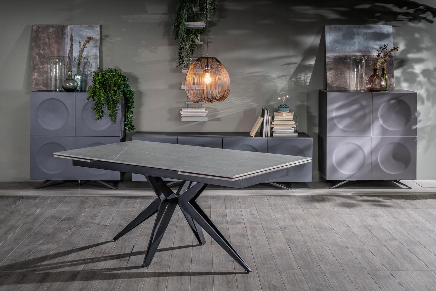 Table extensible gris-noir 90 cm x 160-240 cm cm H. 76 cm