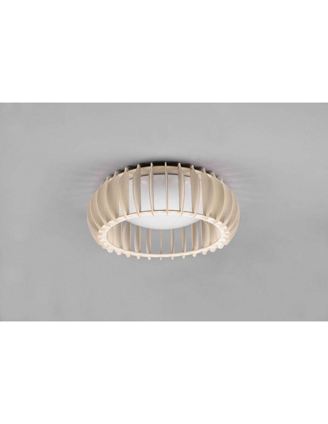 Plafonnier LED Bois Naturel Support Variateur Ø40 cm Trio Lighting
