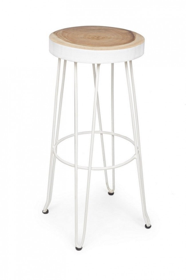 Tabouret de bar en bois blanc de style naturel