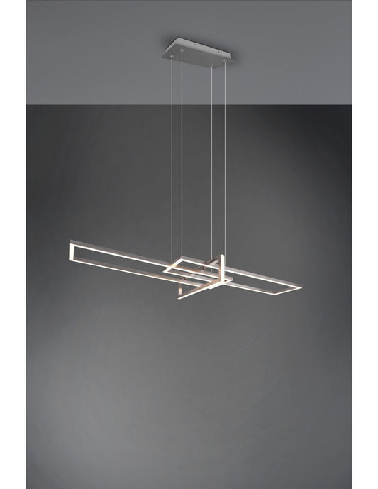 Salinas Suspension 3 LEDs Rectangulaire 34w Nickel L110 cm Dimmable Trio Eclairage