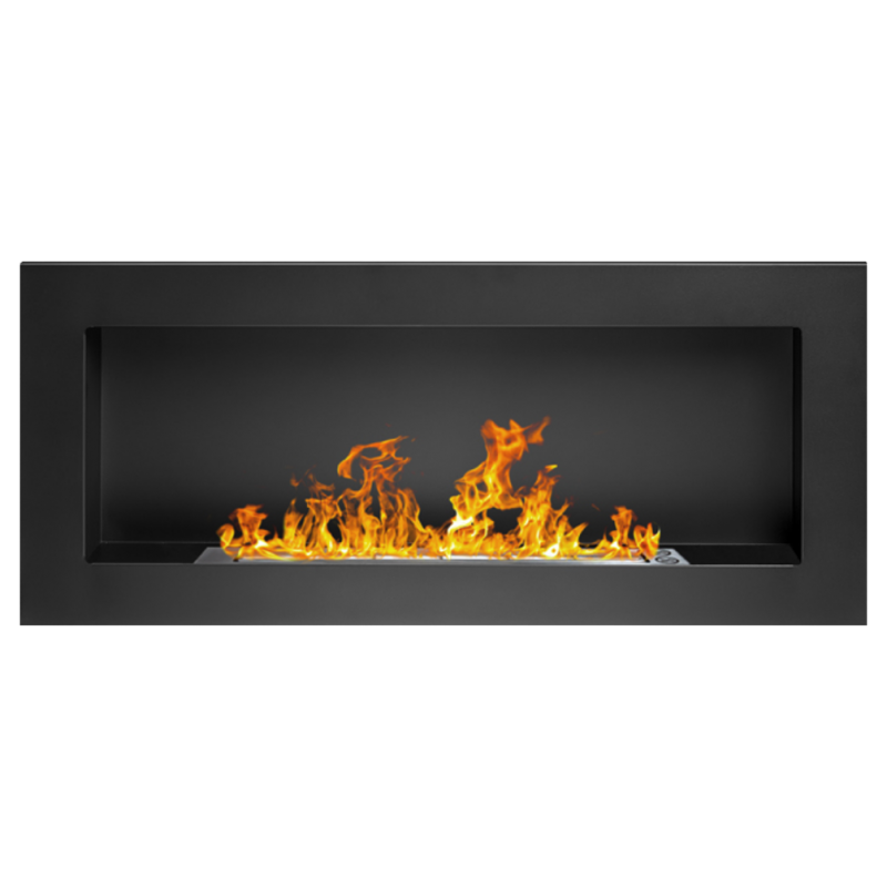 Cheminée bioéthanol murale ou encastrable Lucca Nero L 90 x P 12 x H 40