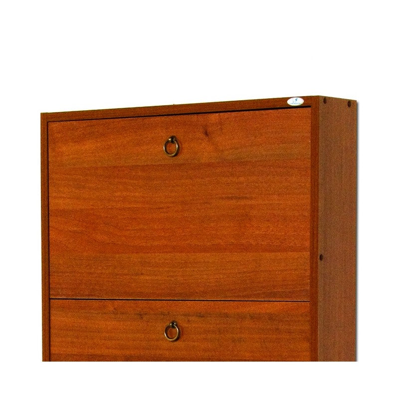 Étagère à chaussures fine en bois mélaminé avec 5 abattants en noyer antique h.180x65x15 cm