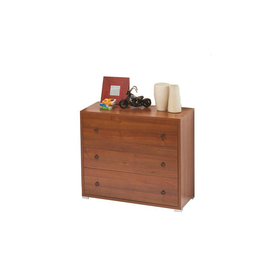 Maxi commode avec 3 tiroirs en noyer antique en bois mélaminé H.81x L.91x P.45 cm