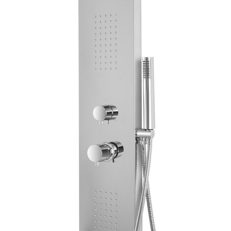 Colonne de douche murale carrée en acier chromé 150x20 cm