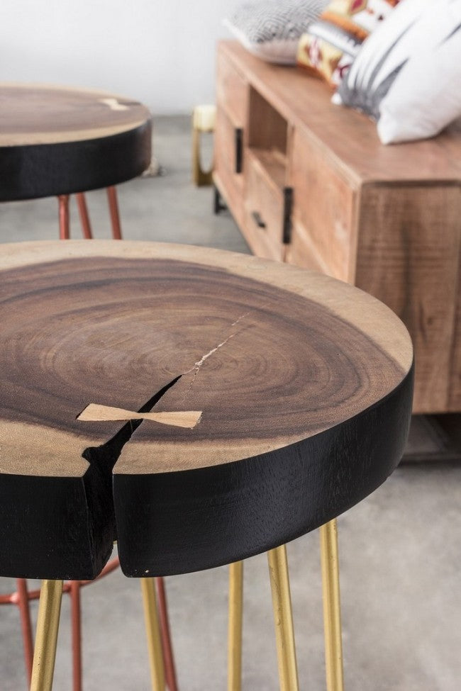 Tabouret de bar en bois doré style ambiance