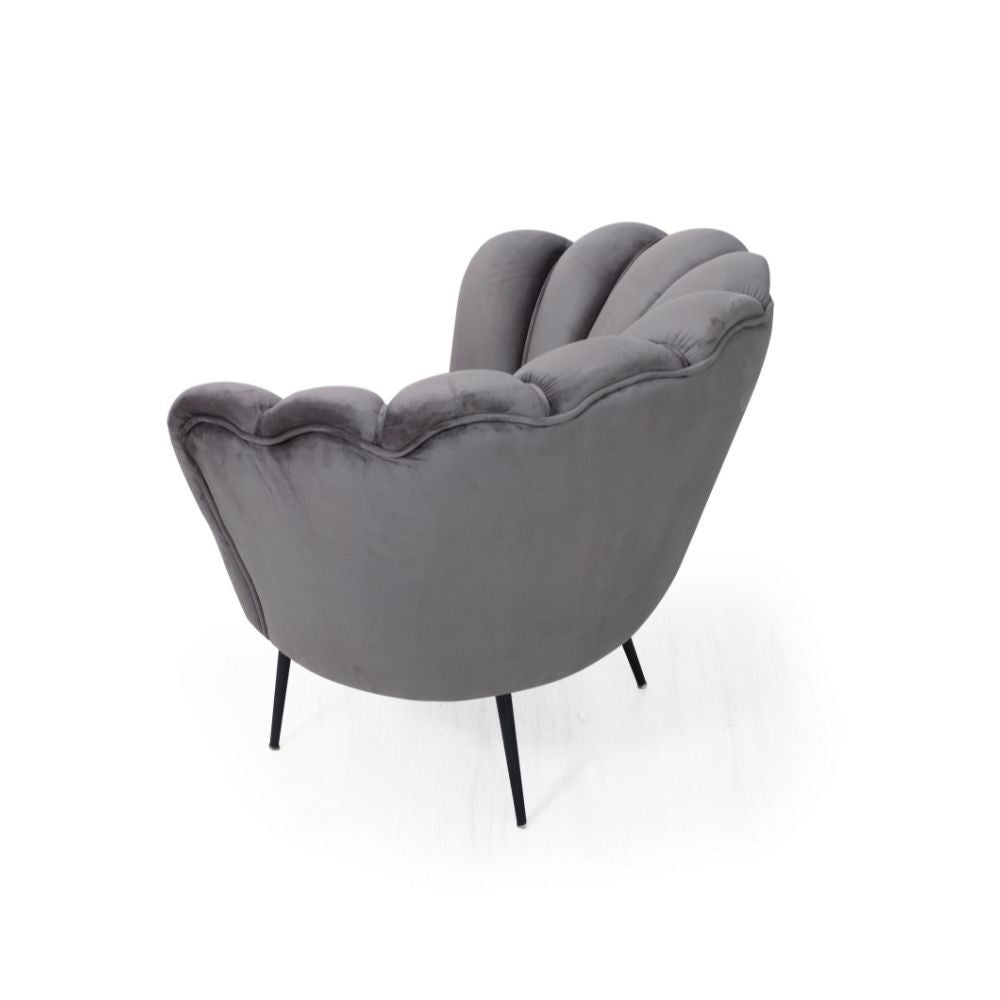 Fauteuil coque Orel en velours gris