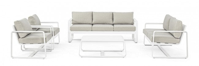 Table basse d'extérieur MERRIGAN en aluminium blanc 105x62x h38 cm