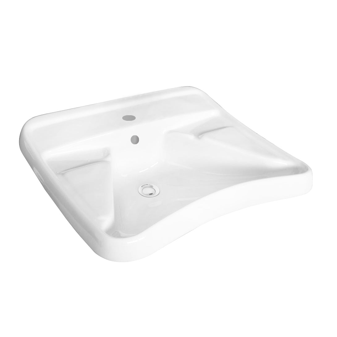 Vasque blanche pour personnes handicapées - dimensions L67 x P59 x H23,5 cm