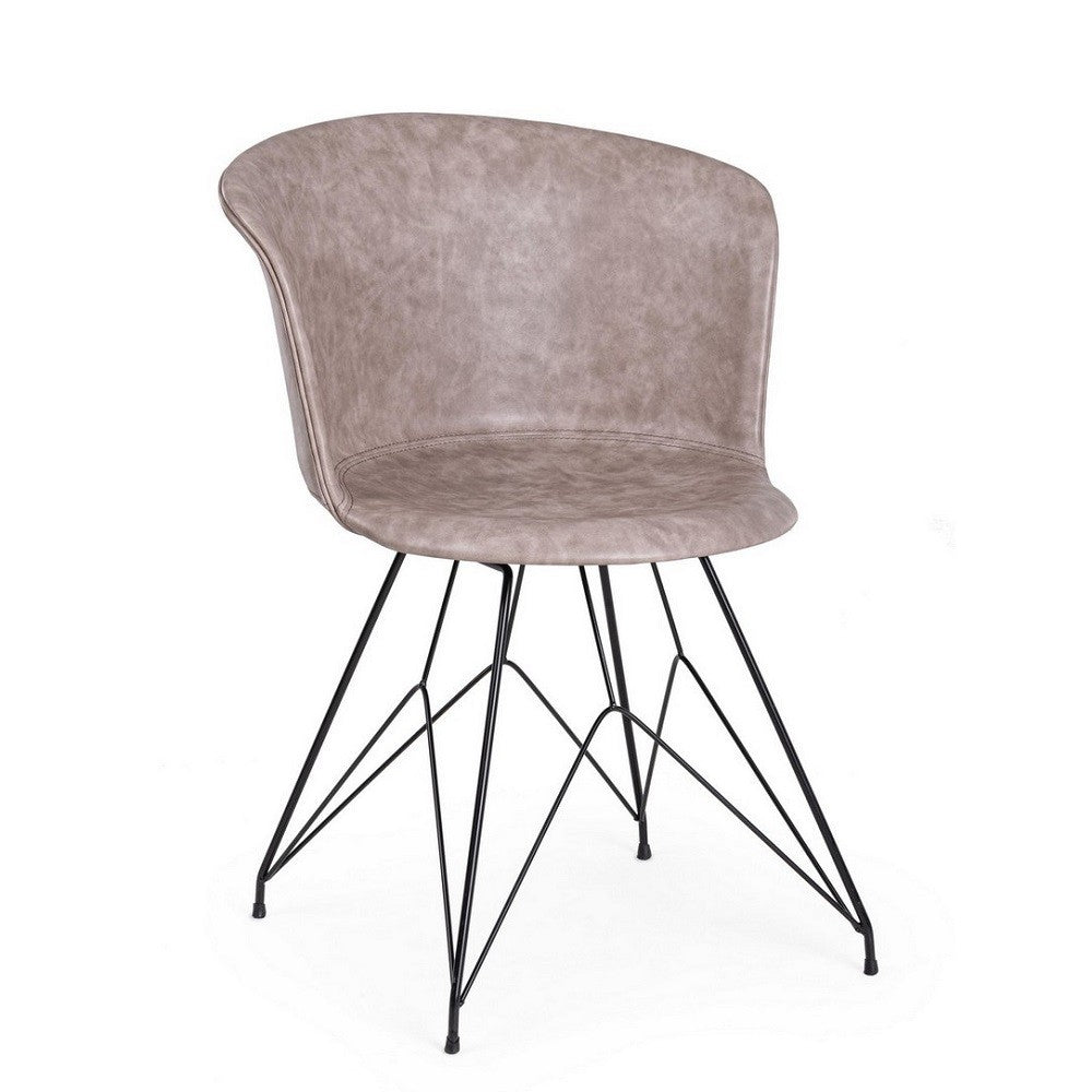 Chaise Loft vintage noir beige 56 x 54 x 76 cm