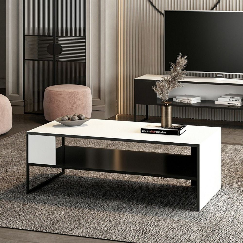 Table basse rectangulaire noire et blanche Concord