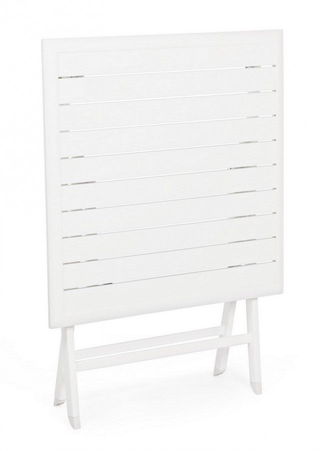 Table d'extérieur pliante en aluminium blanc ELIN 70x70x h71 cm