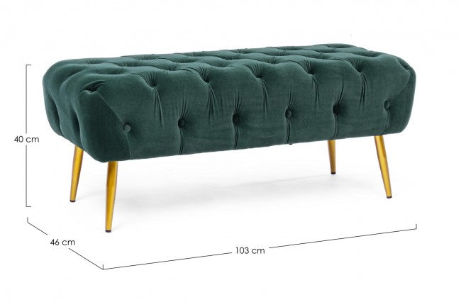 Banc Giacinta effet velours vert 103x46x40h cm
