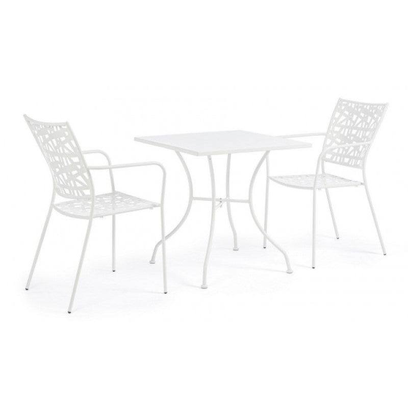 Table en acier Kelsie blanche 70x70 cm