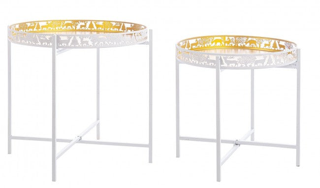 Set2 Table Basse Alizée Blanc-Or