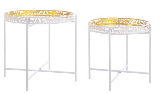 Set2 Table Basse Alizée Blanc-Or