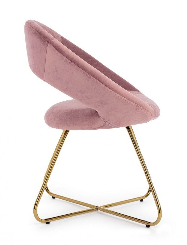2x Fauteuil Vanity Gold en velours rose