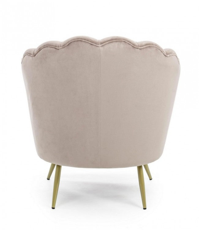 Fauteuil rétro en velours gris clair, modèle paon