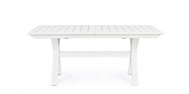 Table de jardin extensible Kenyon blanche 180-240 x 100 cm
