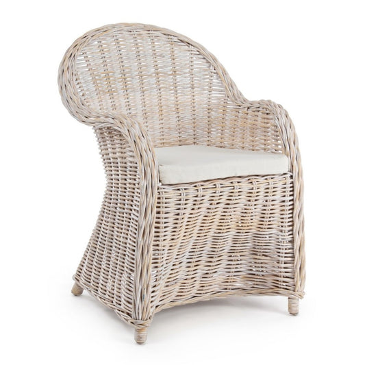Fauteuil avec coussin neuf blanc en fibres naturelles