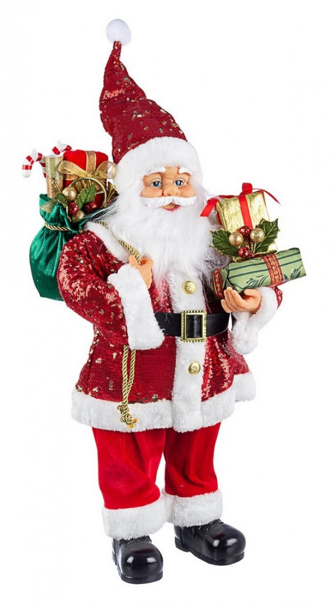 2x Support à Paillettes Père Noël Rouge L