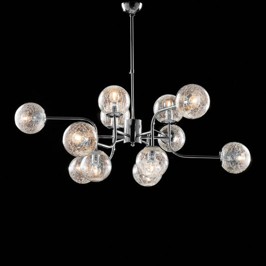 Lustre moderne en fer chromé poli, 12 lumières, 105 cm