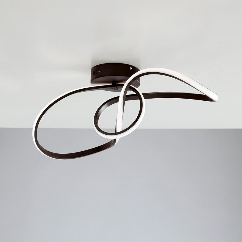 Plafonnier en métal marron et aluminium avec LED intégrée 68x24x h24 cm