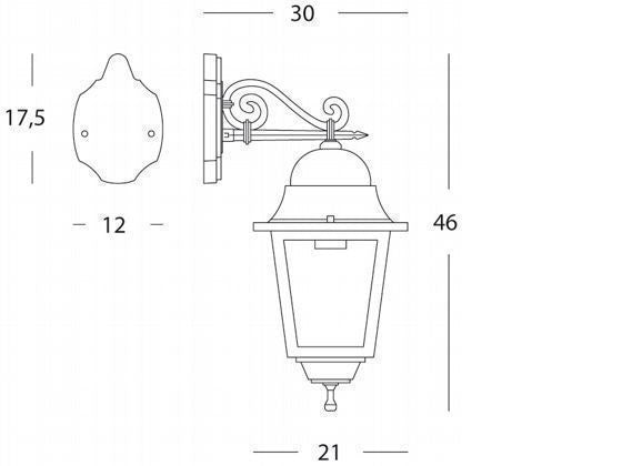 Applique Large Bottom ligne carrée noire