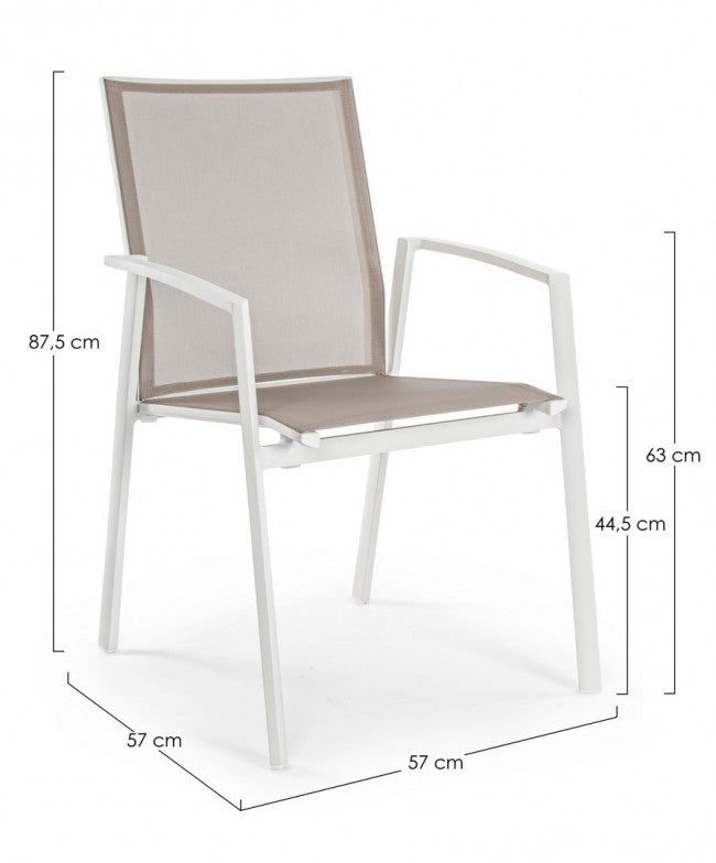 Chaise de jardin blanche Cruise avec accoudoir