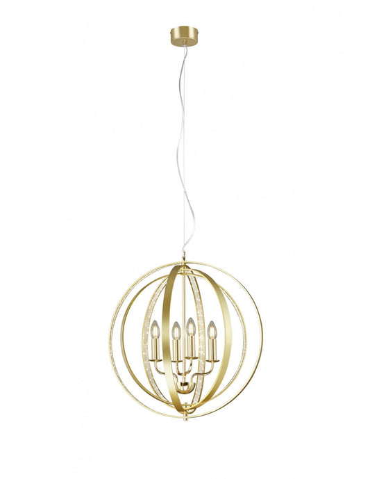 Lustre Bougie Cercles Concentriques Laiton 4 Lumières Trio Éclairage
