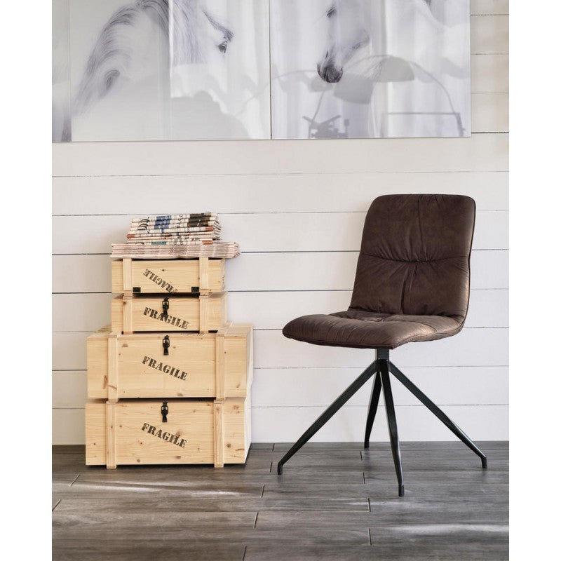 Chaise en tissu microfibre effet velours marron 43x38xh. 86,5 cm 