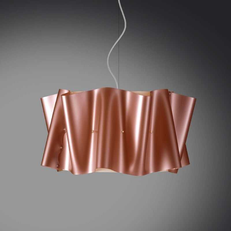 Lustre suspendu cinq lumières abat-jour FOLIO en Cuivre Polilux diamètre 60x h32 cm