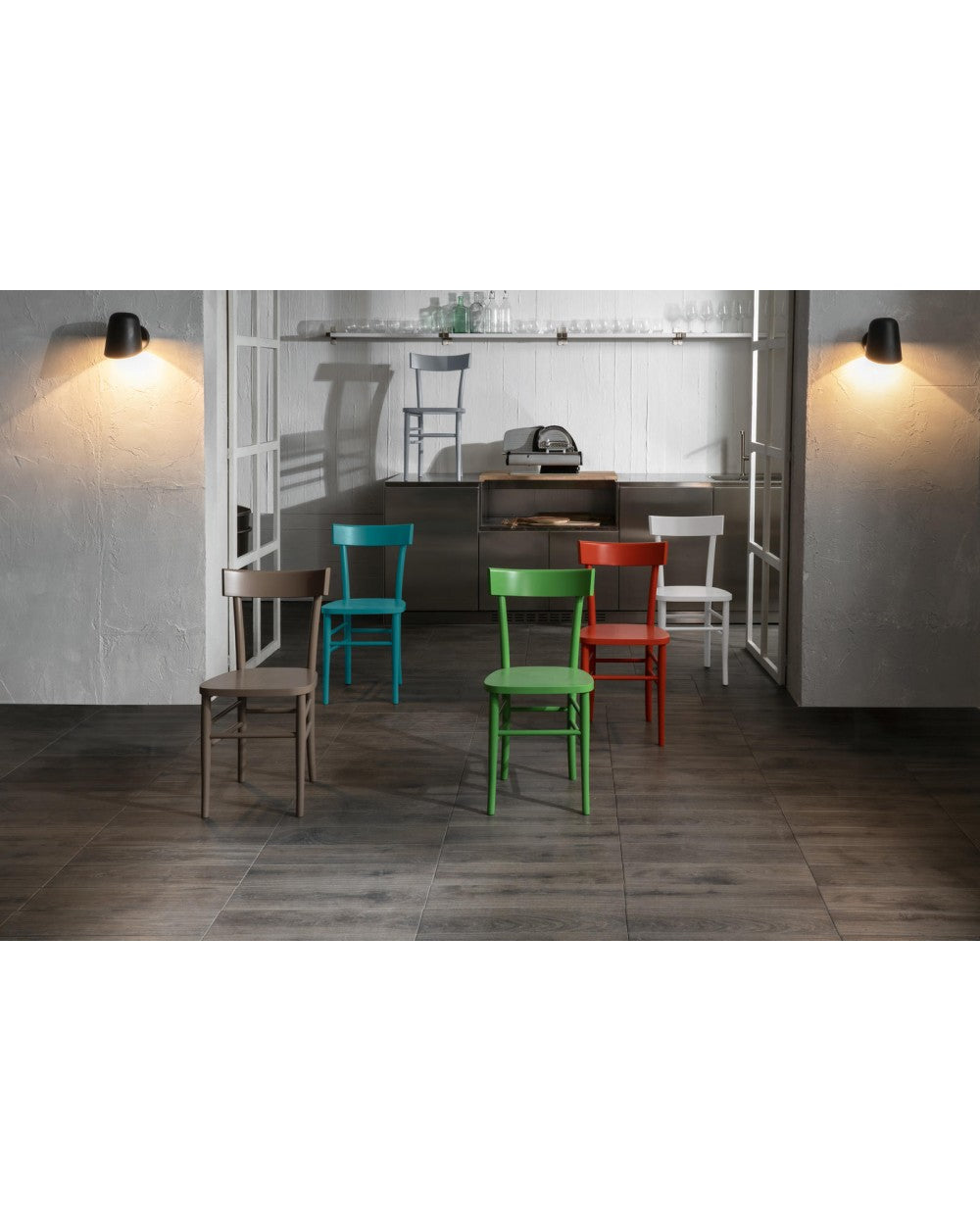 2x chaise Brera en bois laqué STS pêche