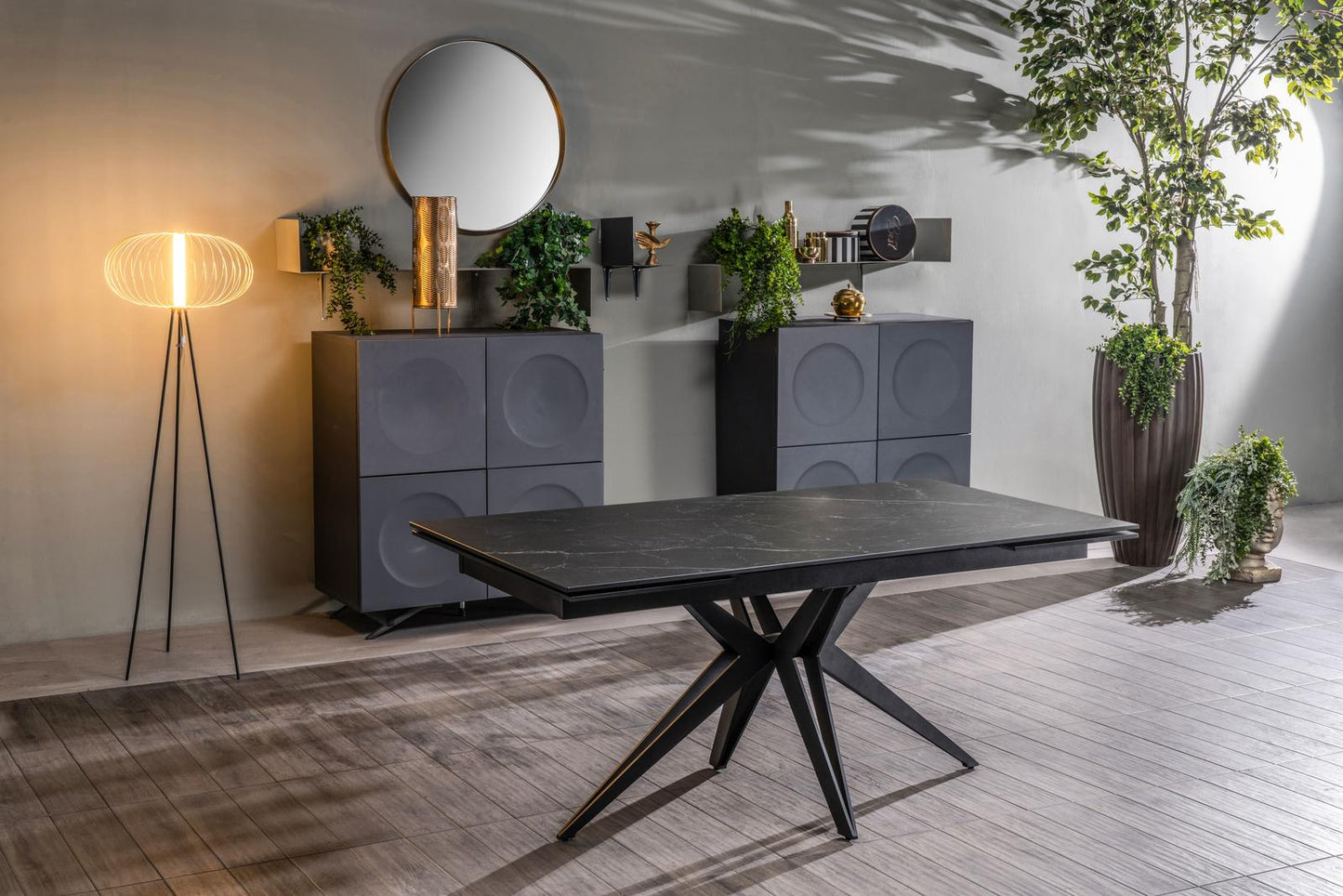 Table extensible noir mat 90 cm x 160-240 cm H. 76 cm