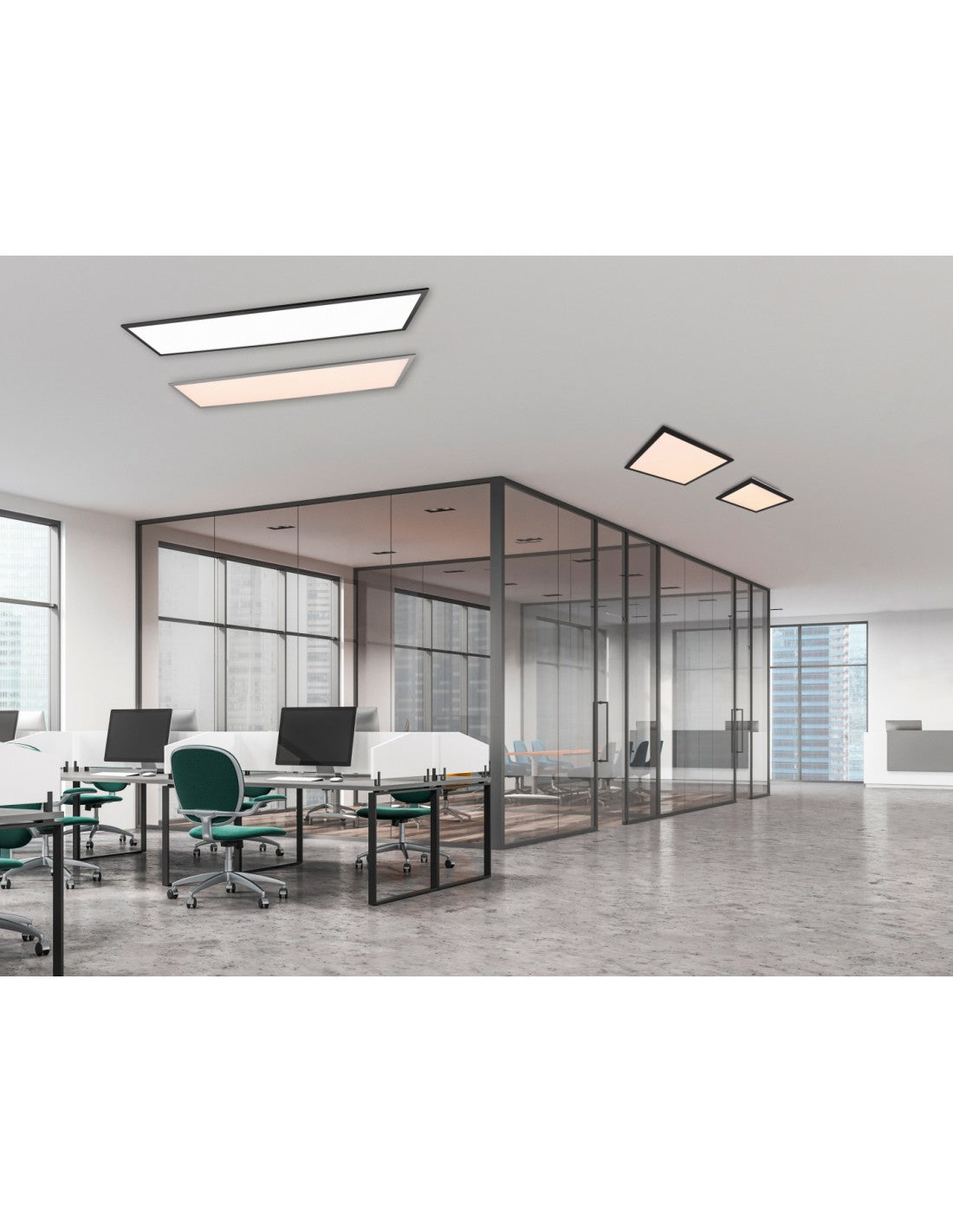 Plafonnier LED Rectangulaire Moderne Gamma Noir Trio Lighting