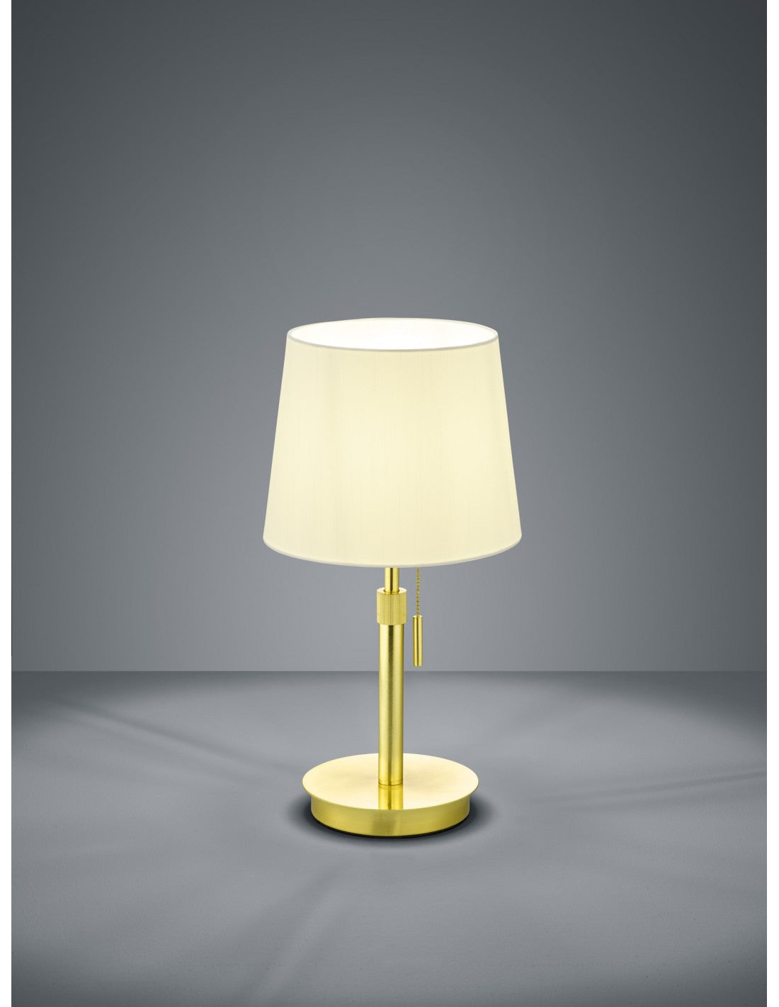 Lampe de table en laiton avec abat-jour blanc interrupteur à tirette Lyon Trio Luminaires