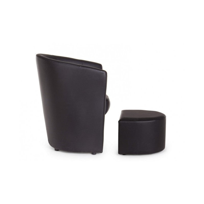 Fauteuil simili cuir avec pouf amovible Noir RITA 64,5x 59,5x h78 cm