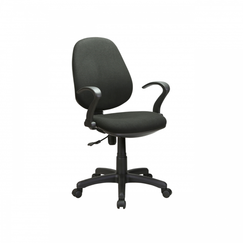 Fauteuil de bureau à gaz noir avec accoudoirs