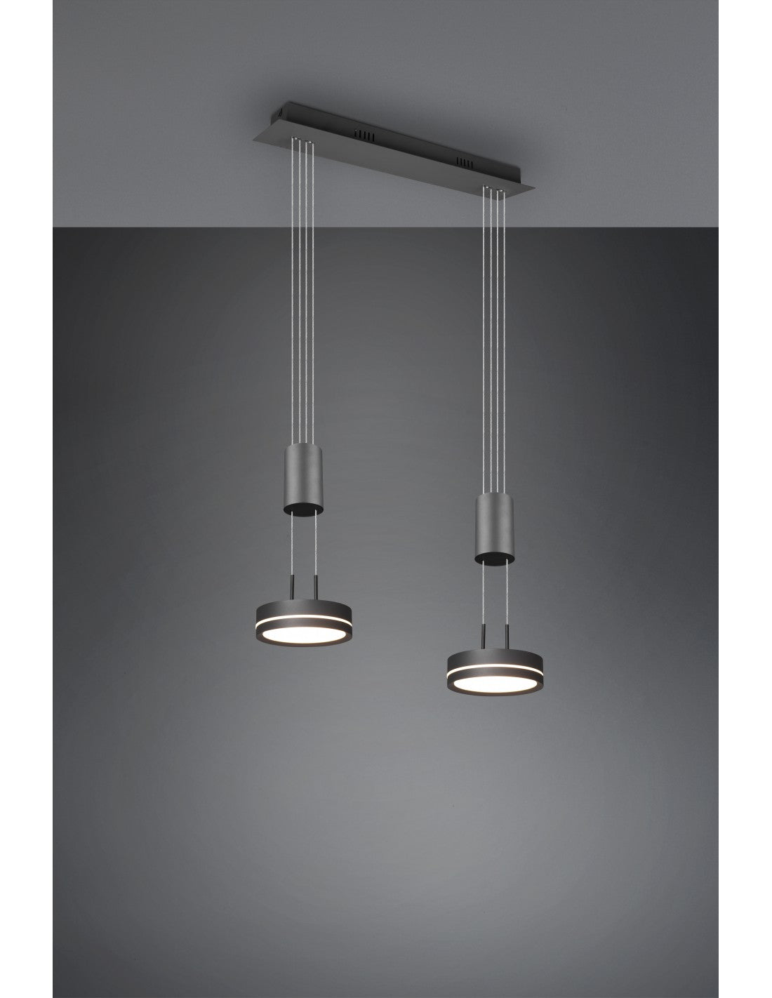 Franklin Anthracite Suspendu Double Disque LED Island Chandelier Trio Lighting
