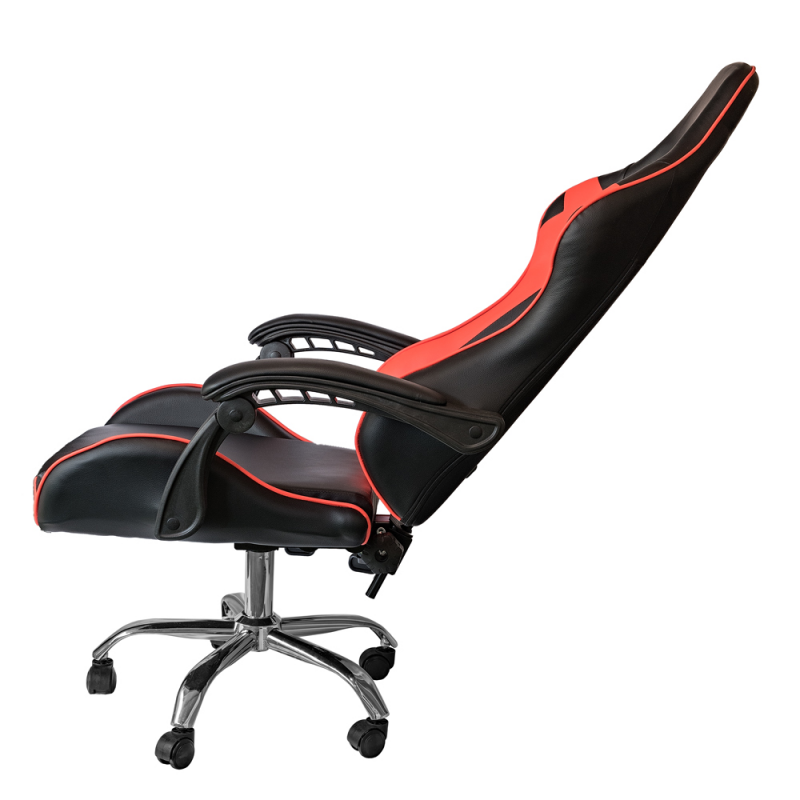 Chaise de bureau gaming inclinable en éco-cuir Rouge et Noir 64x53x h123-133 cm