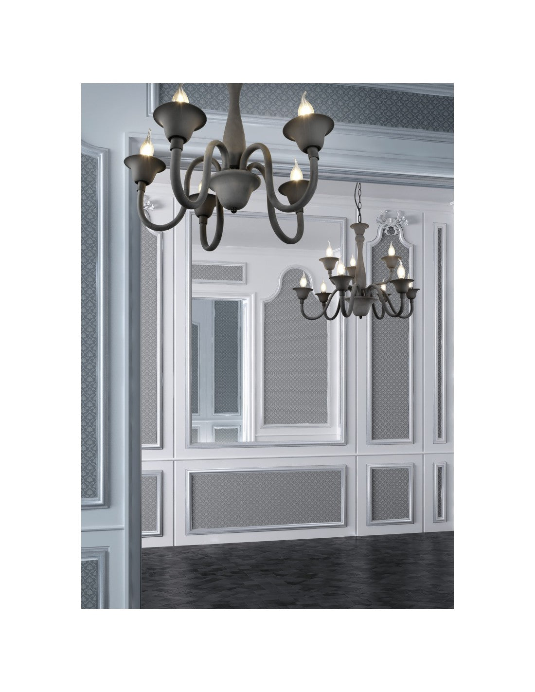Lustre de salon 9 lumières noir avec chaîne Elsa Trio Lighting