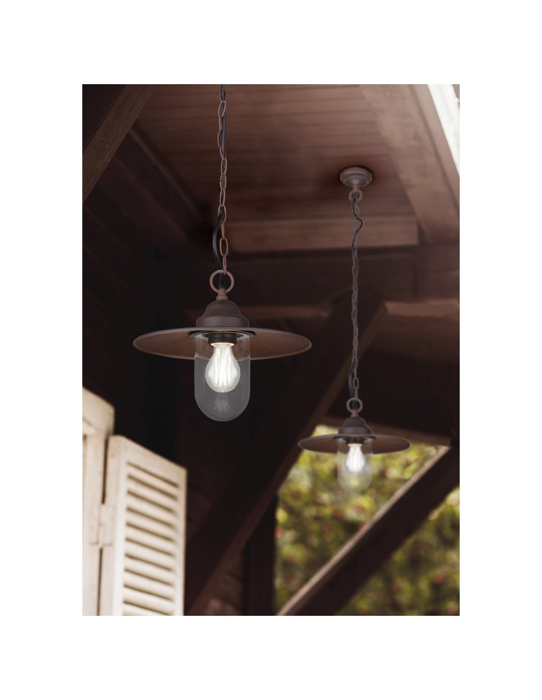 Suspension 1xE27 Brenta Diffuseur Verre Rouille IP44 Trio Lighting