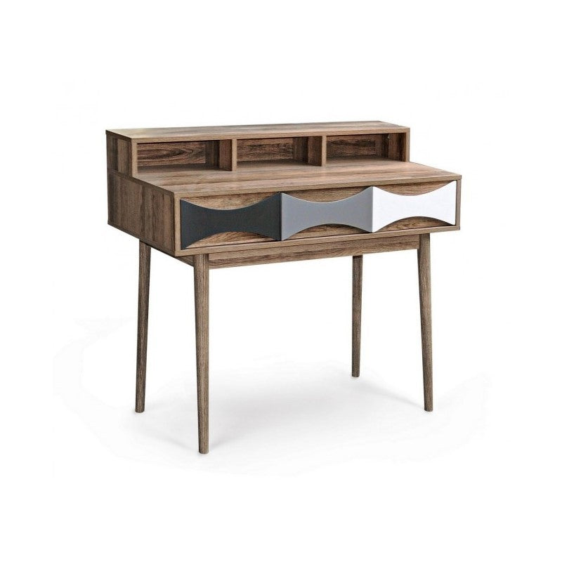 Console de bureau rétro en bois DIONISO avec trois tiroirs 100x48x h89,5 cm