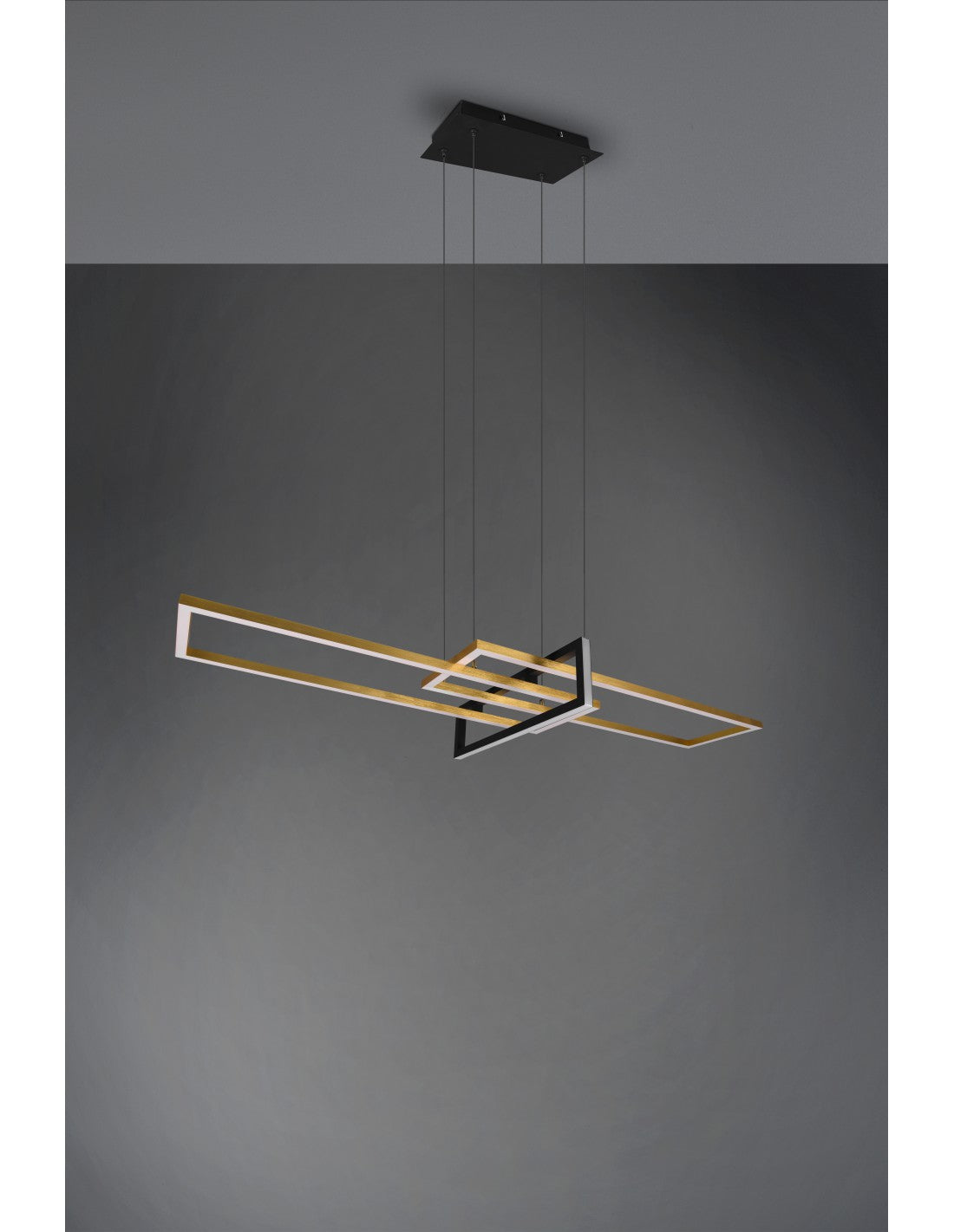 Salinas Suspension 3 Rectangles LED 34w Doré-Noir L110 cm Dimmable Trio Éclairage
