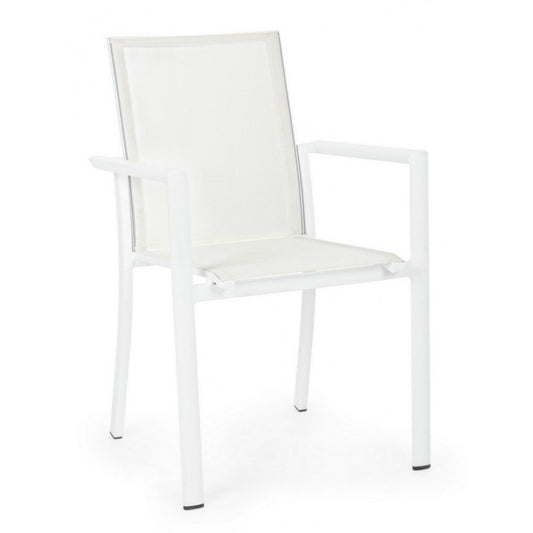 Chaise Konnor en aluminium blanc avec accoudoirs