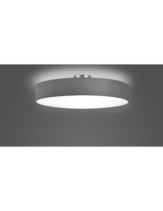 Plafonnier hôtel 5 lumières abat-jour gris Ø65 cm Trio Lighting