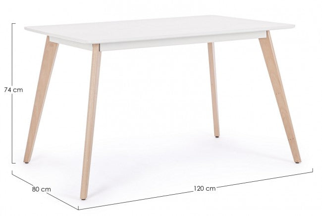 Table en bois blanc Michelangelo 120 x 80 cm